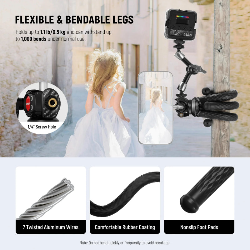 NEEWER TP33 Magnetic Flexible Phone Tripod - Black