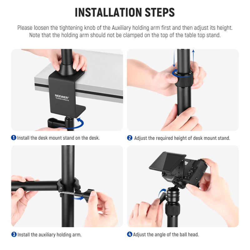 NEEWER TL253A+CR221A Tabletop Camera Mount Stand - Black