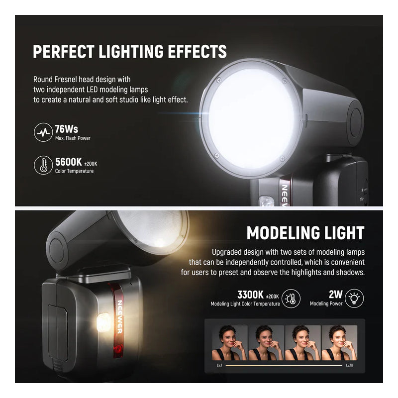 NEEWER Z2 Battery TTL Round Head Flash Speedlite - 3000mAh