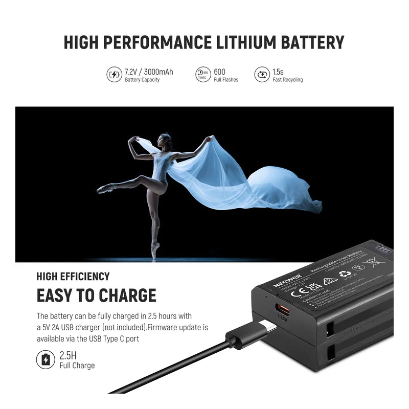 NEEWER Z2 Battery TTL Round Head Flash Speedlite - 3000mAh
