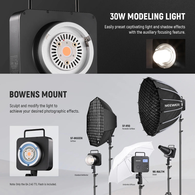 NEEWER Q4 400Ws 2.4G TTL Flash - Black