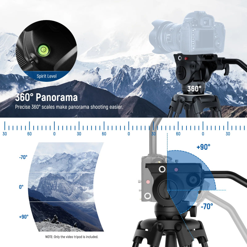 NEEWER BASICS TP37 74" Video Tripod with Fluid Head - Black