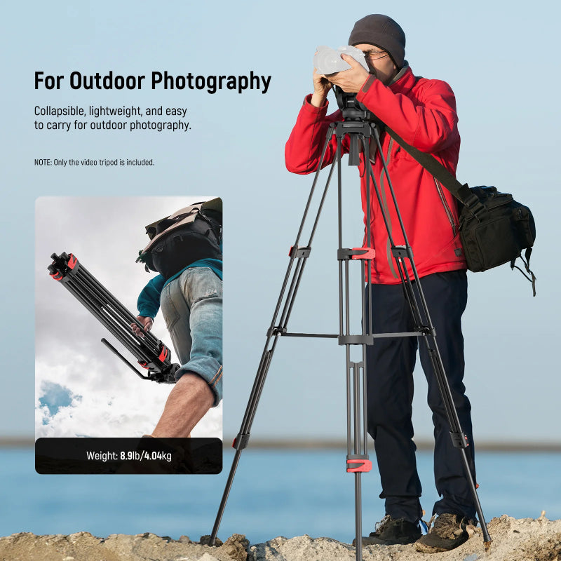 NEEWER BASICS TP37 74" Video Tripod with Fluid Head - Black