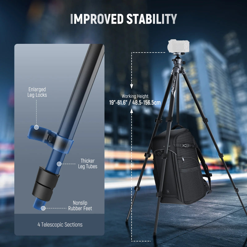 NEEWER LT07 61" Aluminum Travel Tripod - Black