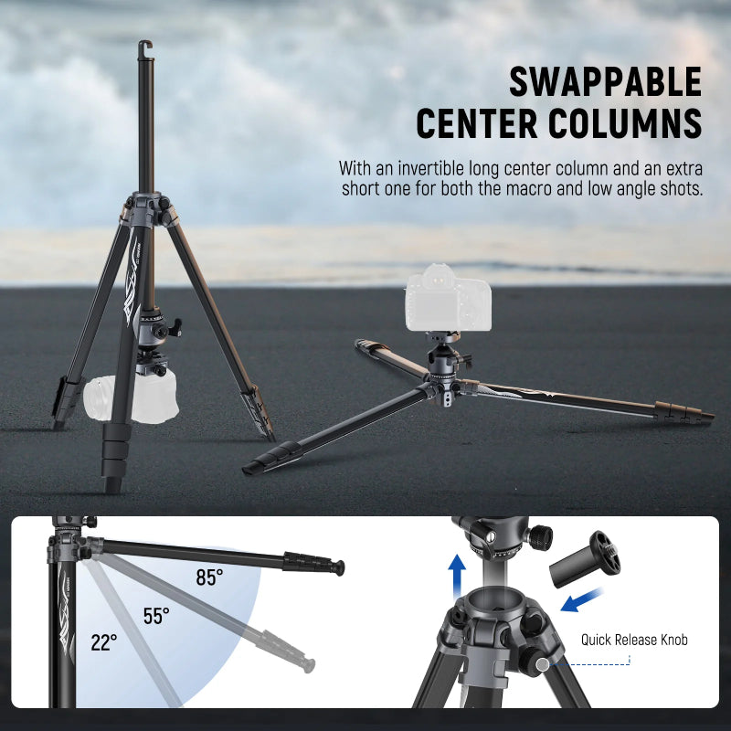 NEEWER LT07 61" Aluminum Travel Tripod - Black