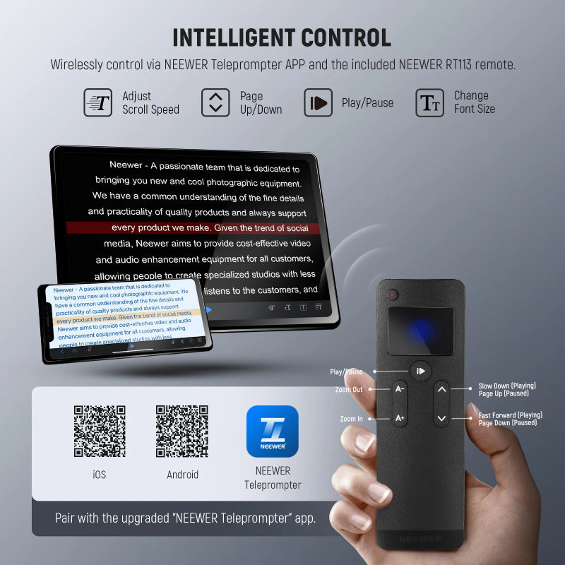 NEEWER X14 III Remote Control Teleprompter - Black