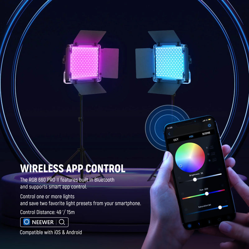 NEEWER Upgraded RGB660 PRO II LED Video Light - 50W