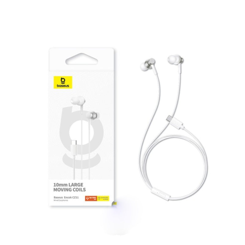 Baseus Encok CZ11 Wired Earphones - Moon White