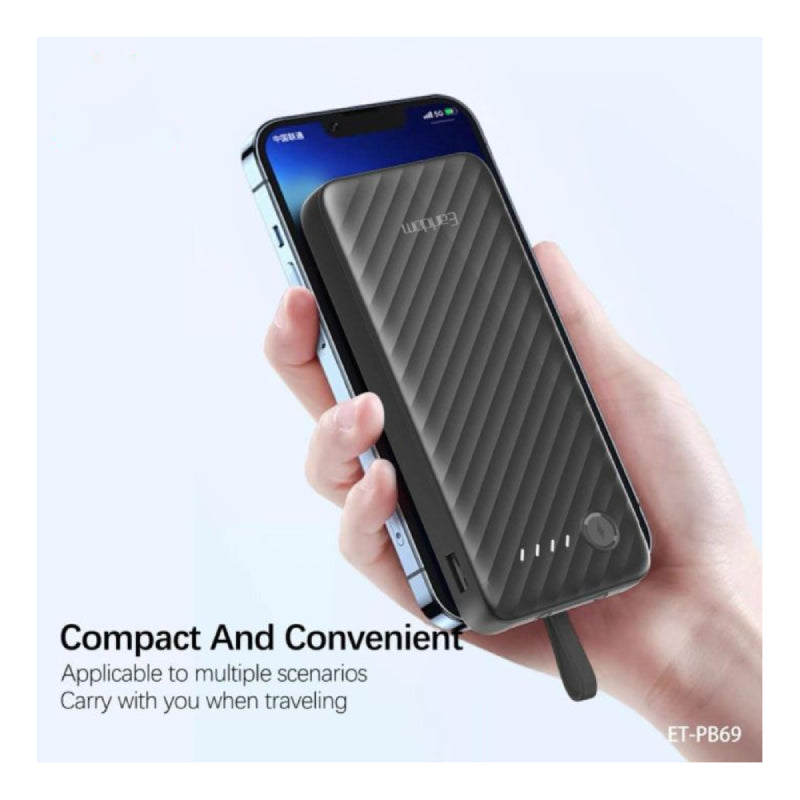 Earldom ET-PB69 Power Bank With Built-in Cable - 10000mAh / USB-C / Lightning / Micro-USB
