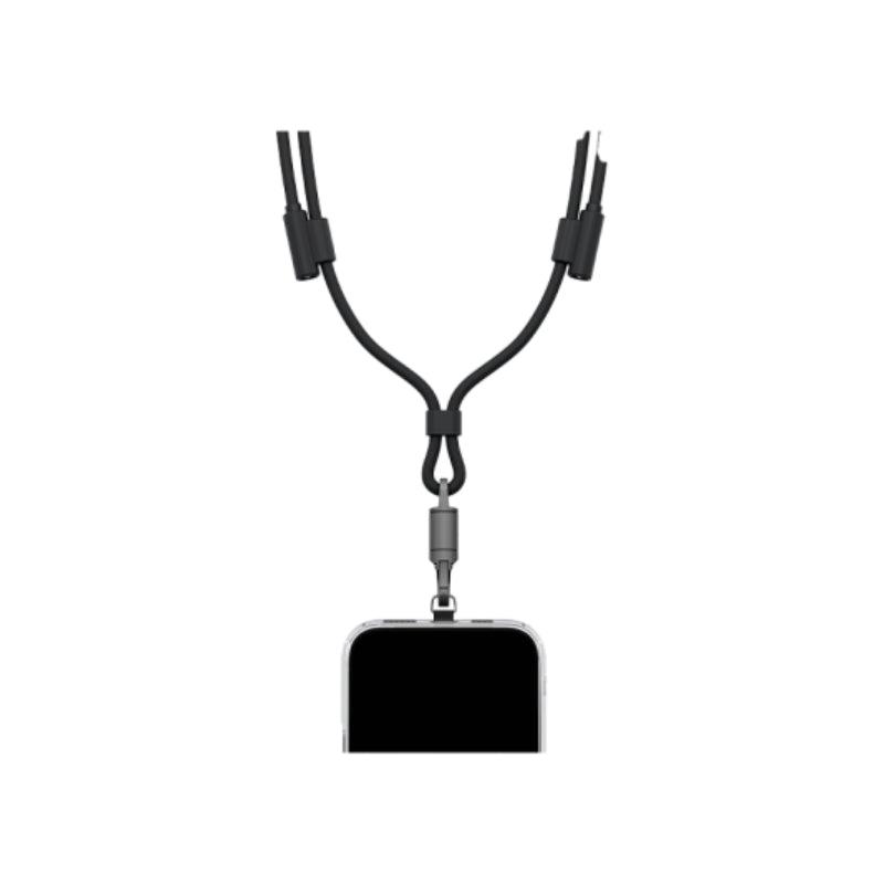 Energea Lasso 2-In-1 Lanyard With Charging Cable - 1.5 Meter / 240W / 480Mbps / USB-C / Black