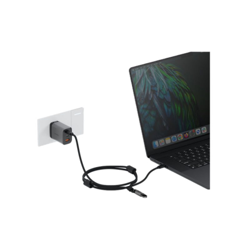 Energea Lasso 2-In-1 Lanyard With Charging Cable - 1.5 Meter / 240W / 480Mbps / USB-C / Black