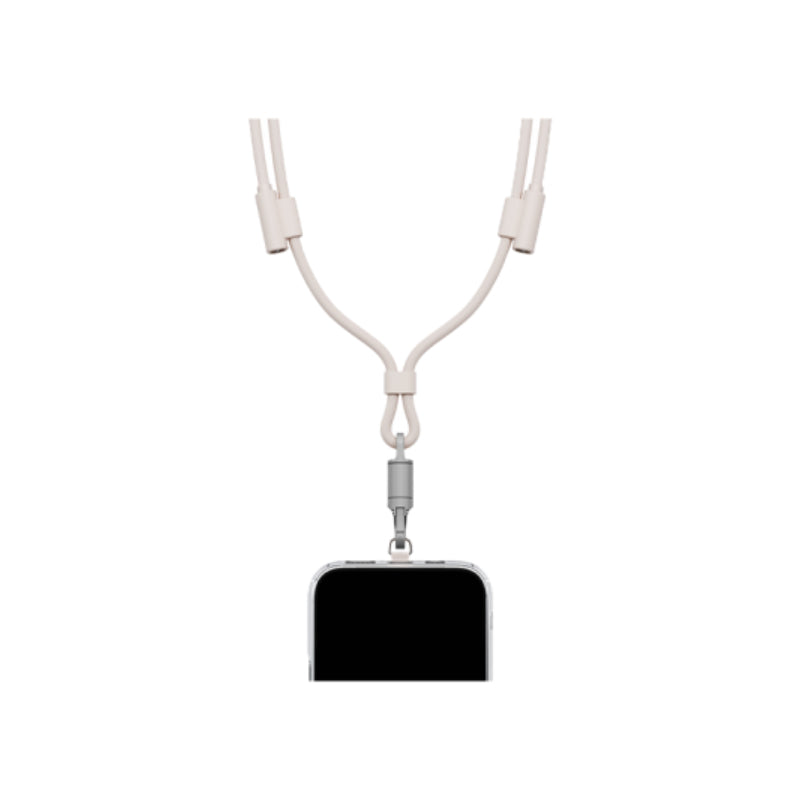 Energea Lasso 2-In-1 Lanyard With Charging Cable - 1.5 Meter / 240W / 480Mbps / USB-C / Sand