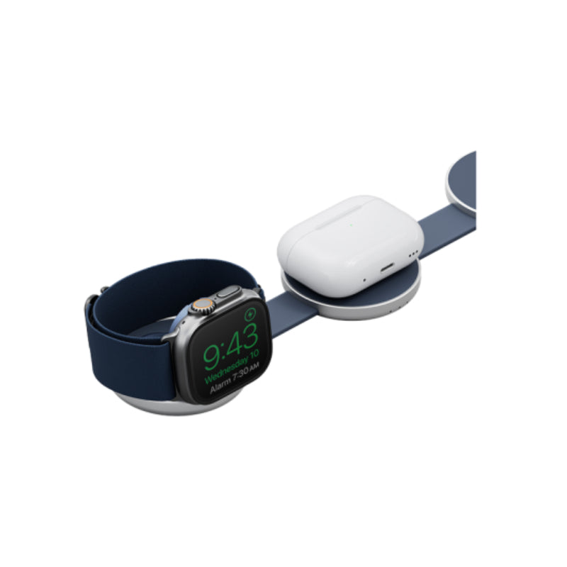 Energea AluMag Trio 3-in-1 Foldable Wireless Charger - 15W / Blue