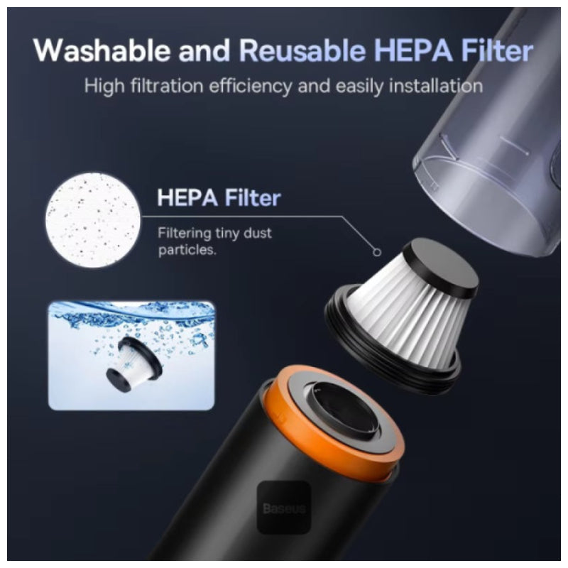 Baseus A5 Car Vacuum Cleaner - 16000PA / USB-C / Cluster Black