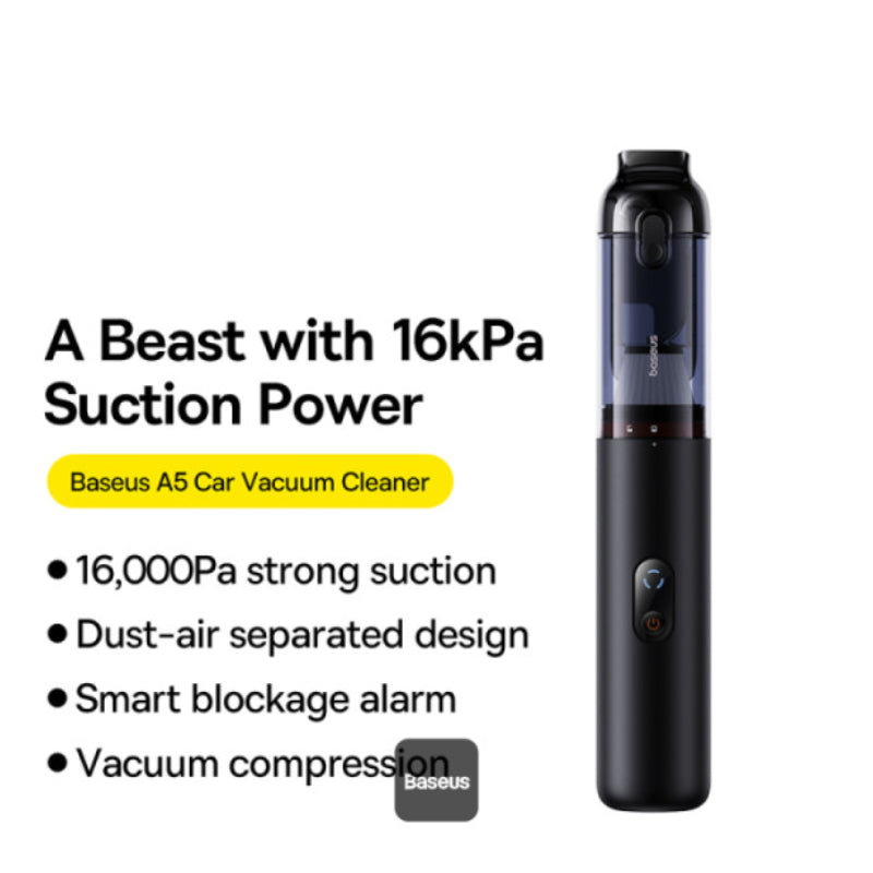 Baseus A5 Car Vacuum Cleaner - 16000PA / USB-C / Cluster Black
