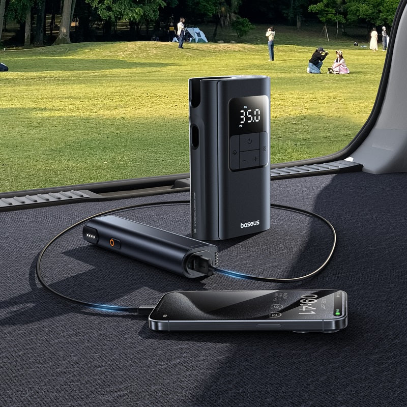 بيسوس ضاغط هواء منفاخ صغير - 0.2-150 PSI / 18 سم / 30 لتر / دقيقة / أسود