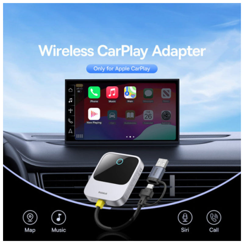 Baseus SafeJourney Wireless CarPlay Adapter – Space Grey