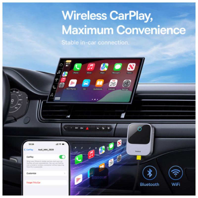 Baseus SafeJourney Wireless CarPlay Adapter – Space Grey
