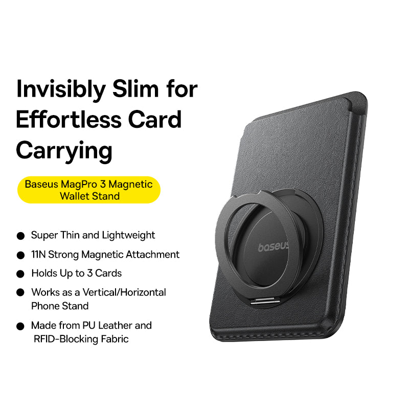 Baseus MagPro 3 Magnetic Wallet Stand - Black