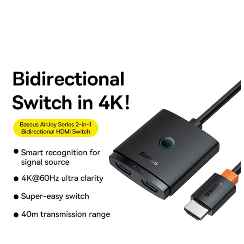 Baseus AirJoy 2-in-1 Bidirectional HDMI Switch - 1 Meter / Black