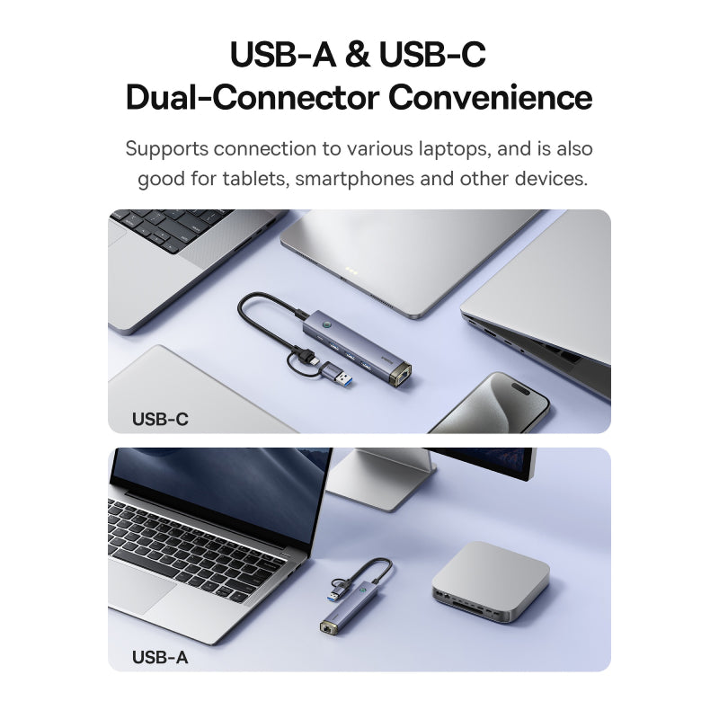 Baseus UltraJoy 4-Port HUB AIR - RJ45 / USB-C / USB / Space Grey