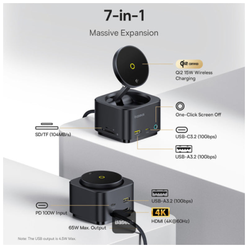 Baseus MagPro II 7-in-1 Magnetic Charging Hub - 15W / Black