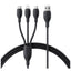 Baseus Ultra-Fast 3-in-1 Charging Cable - 1.3 Meter / USB-A to M+L+C / 3.5A / Black