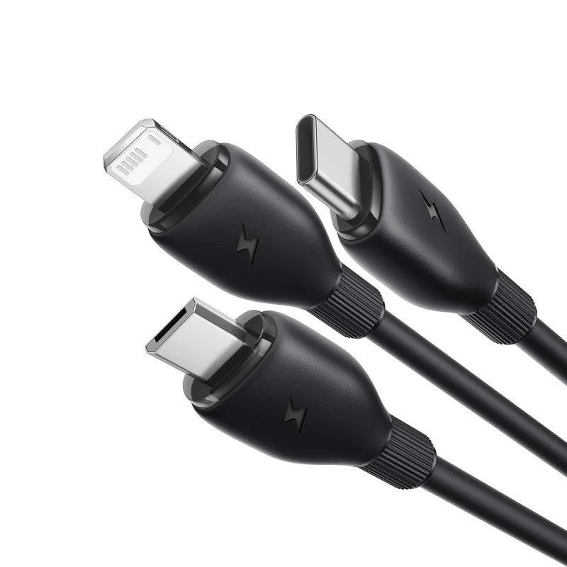 Baseus Ultra-Fast 3-in-1 Charging Cable - 1.3 Meter / USB-A to M+L+C / 3.5A / Black