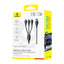 Baseus Ultra-Fast 3-in-1 Charging Cable - 1.3 Meter / USB-A to M+L+C / 3.5A / Black