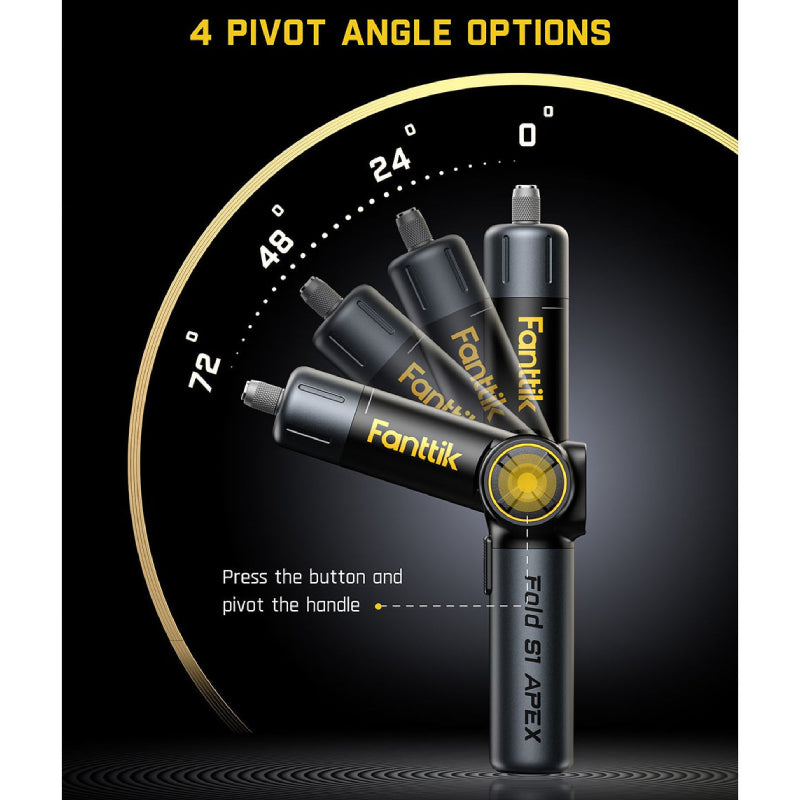 Fanttik Fold S1 APEX Deluxe Cordless Screwdriver - Max.7-N.m Torque / 2500mAh Battery / 20 S2 Magnetic Bits / Black