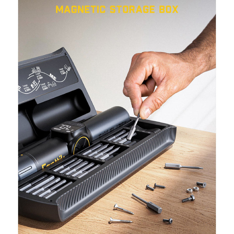 Fanttik Fold S1 APEX Deluxe Cordless Screwdriver - Max.7-N.m Torque / 2500mAh Battery / 20 S2 Magnetic Bits / Black