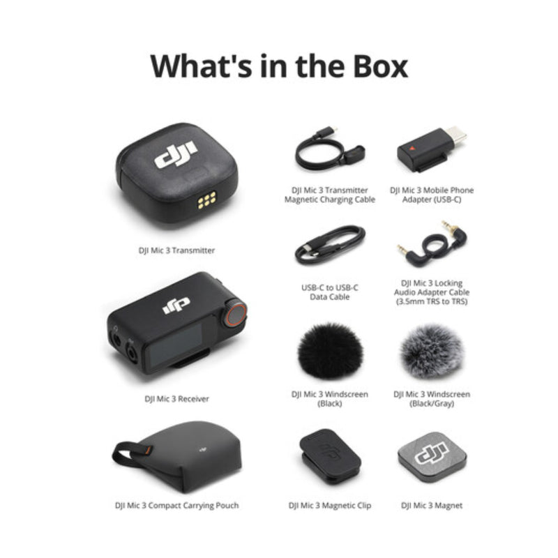 DJI Mic 3 (1 TX + 1 RX) Compact Wireless Microphone System