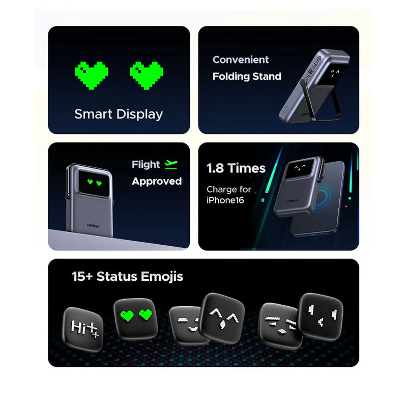UGREEN Uno Magnetic Wireless Power Bank - 10,000mAh / 20W / USB-C / Black