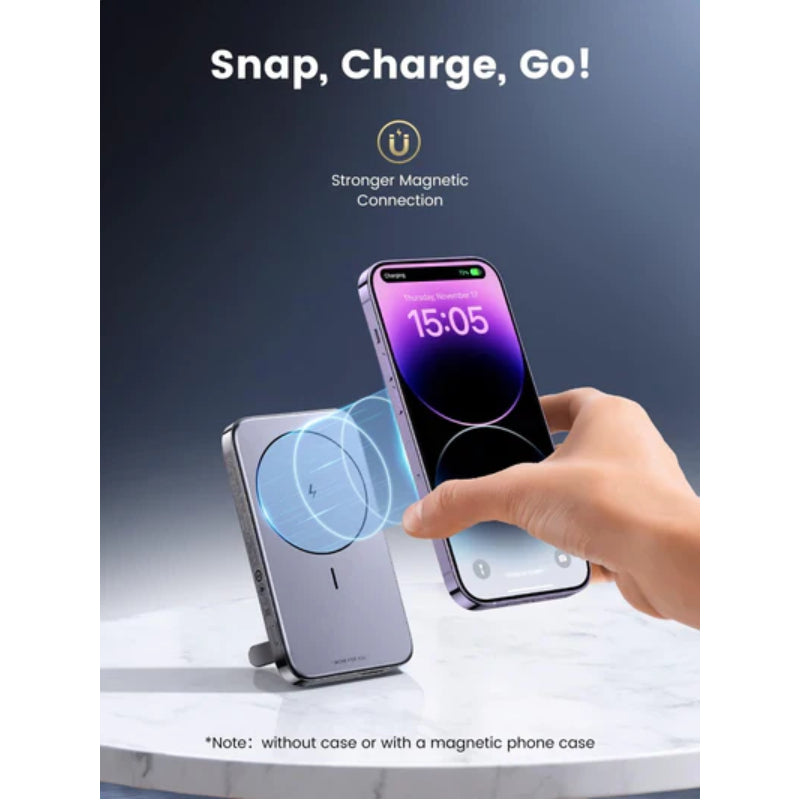 UGREEN PB206 Magnetic Wireless Power Bank - 10,000mAh / 15W / USB-C / Space Grey