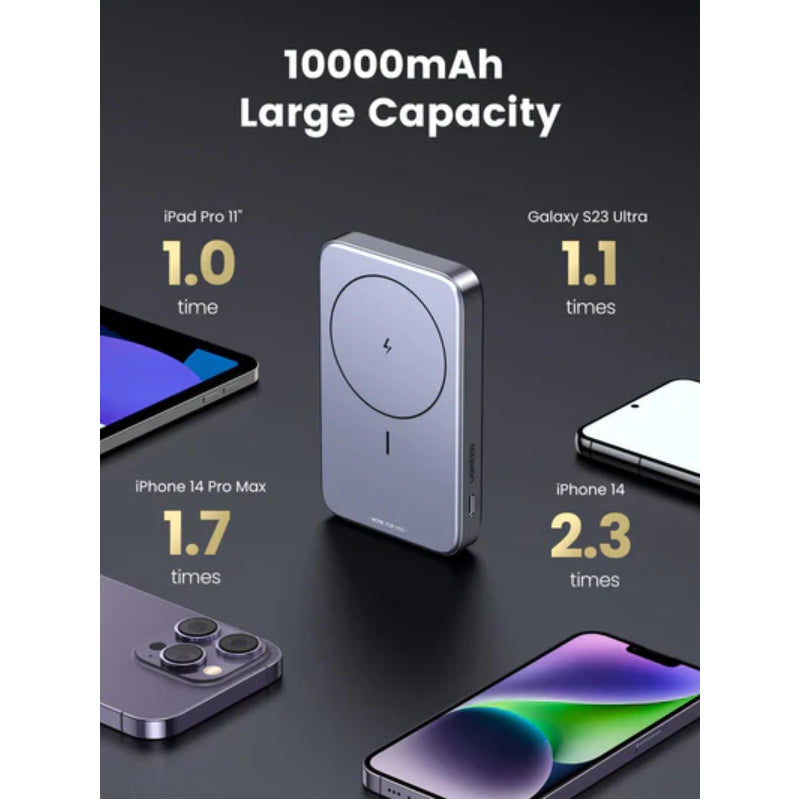 UGREEN PB206 Magnetic Wireless Power Bank - 10,000mAh / 15W / USB-C / Space Grey