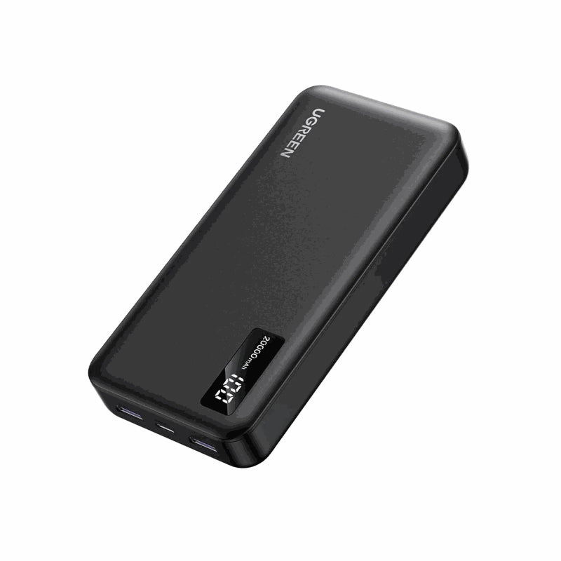UGREEN Power Bank with Built-in USB-C Connector - 20,000mAh / 20W / USB-C / USB-A / Black