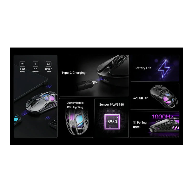 GravaStar Mercury X Wireless Gaming Mouse - Galaxy Black