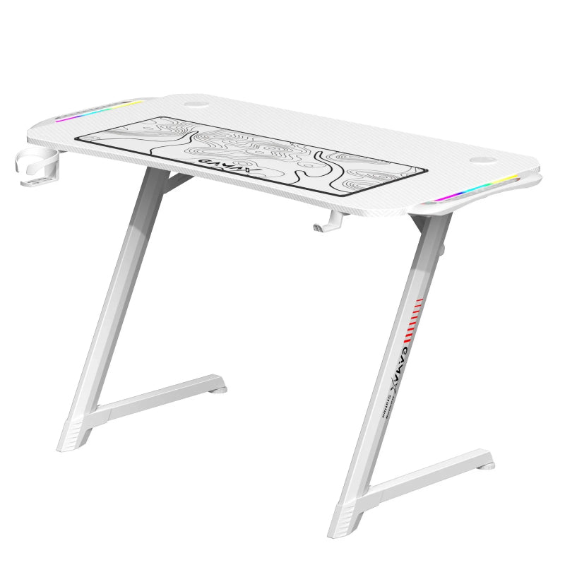 Gamax Z5-1160 (TD-03) Carbon Fiber Gaming Table with RGB Light & MousePad - RGB / White