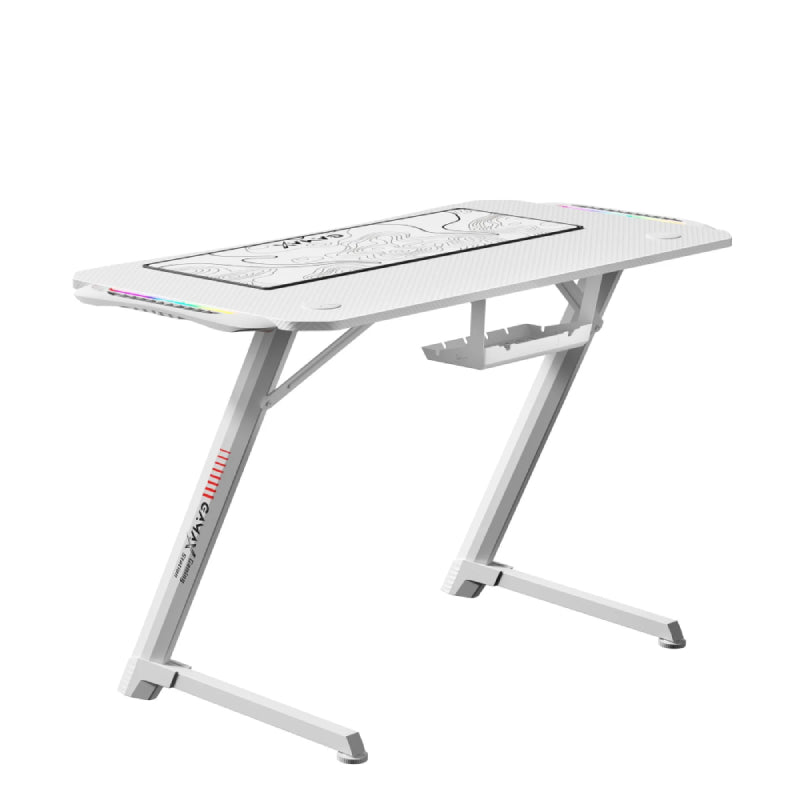 Gamax Z5-1160 (TD-03) Carbon Fiber Gaming Table with RGB Light & MousePad - RGB / White