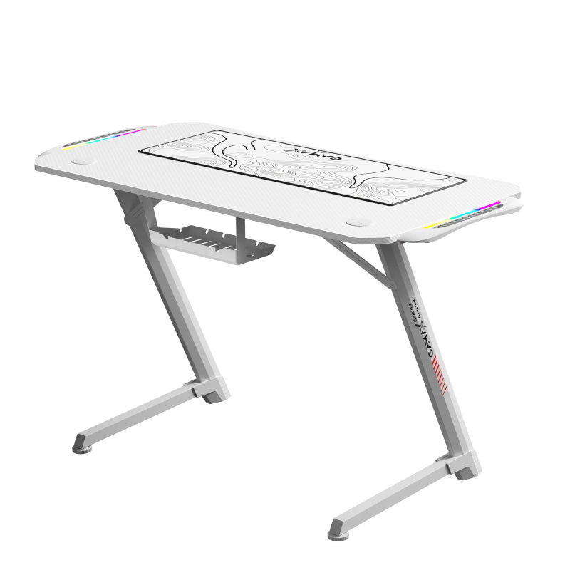 Gamax Z5-1160 (TD-03) Carbon Fiber Gaming Table with RGB Light & MousePad - RGB / White
