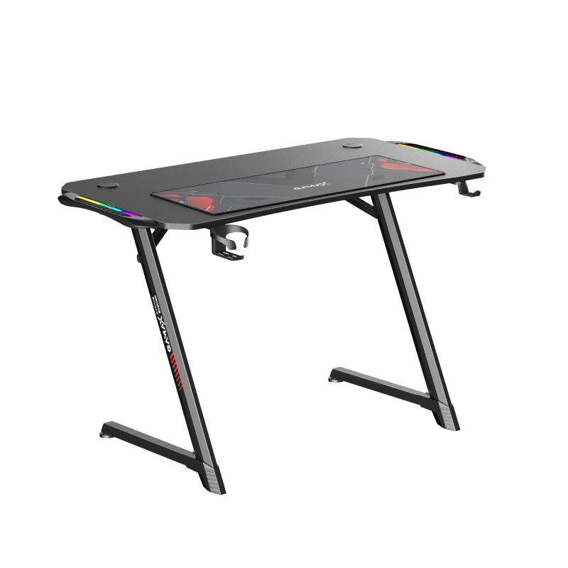 Gamax Z5-1160 (TD-03) Carbon Fiber Gaming Table with RGB Light & MousePad - RGB / Black
