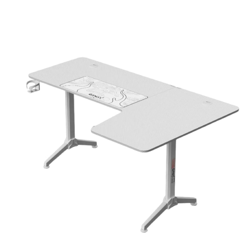 Gamax HY-R Gaming Table (L-Shaped) with MousePad - Right / White