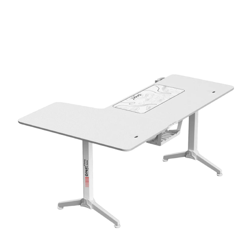 Gamax HY-R Gaming Table (L-Shaped) with MousePad - Right / White