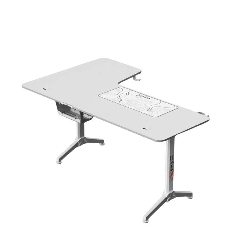 Gamax HY-R Gaming Table (L-Shaped) with MousePad - Right / White