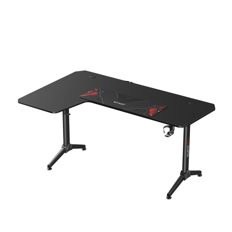 Gamax HY-L Gaming Table (L-Shaped) with MousePad - Left / Black