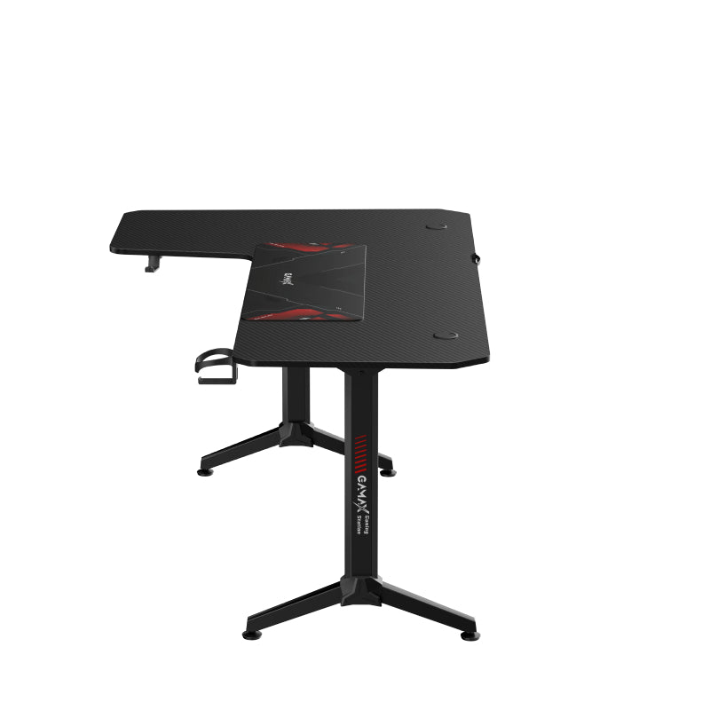 Gamax HY-L Gaming Table (L-Shaped) with MousePad - Left / Black