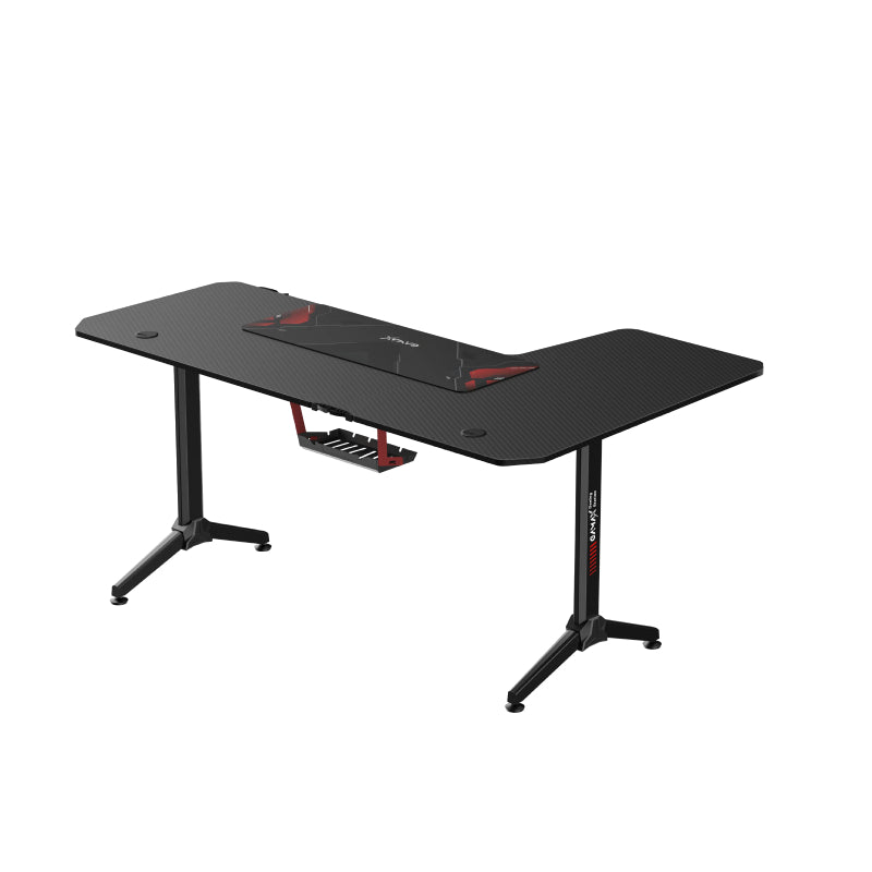 Gamax HY-L Gaming Table (L-Shaped) with MousePad - Left / Black