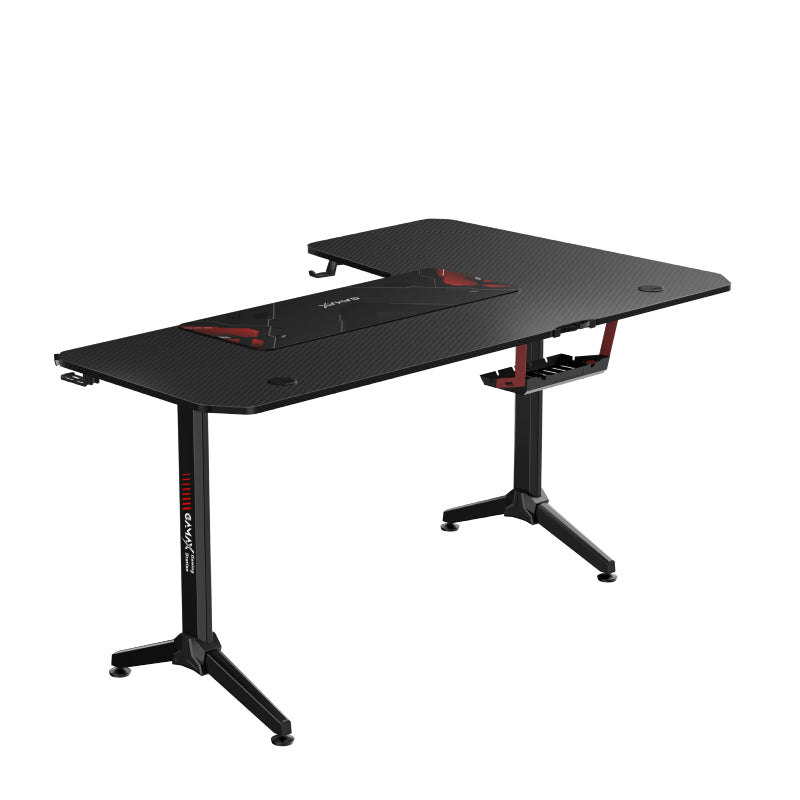 Gamax HY-L Gaming Table (L-Shaped) with MousePad - Left / Black