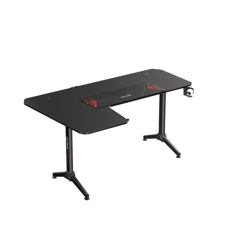 Gamax HY-L Gaming Table (L-Shaped) with MousePad - Left / Black