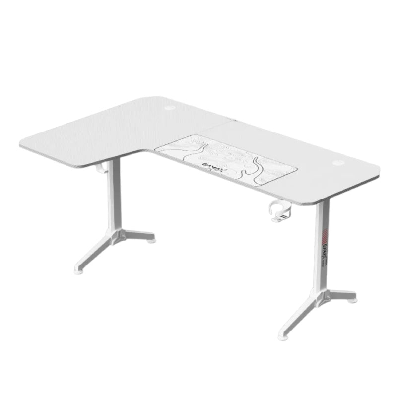 Gamax HY-L Gaming Table (L-Shaped) with MousePad - Left / White